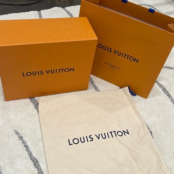 NEW Set of 2 LOUIS VUITTON Empty Shopping Tote & Gift Box Storage Authentic - Picture 1 of 3